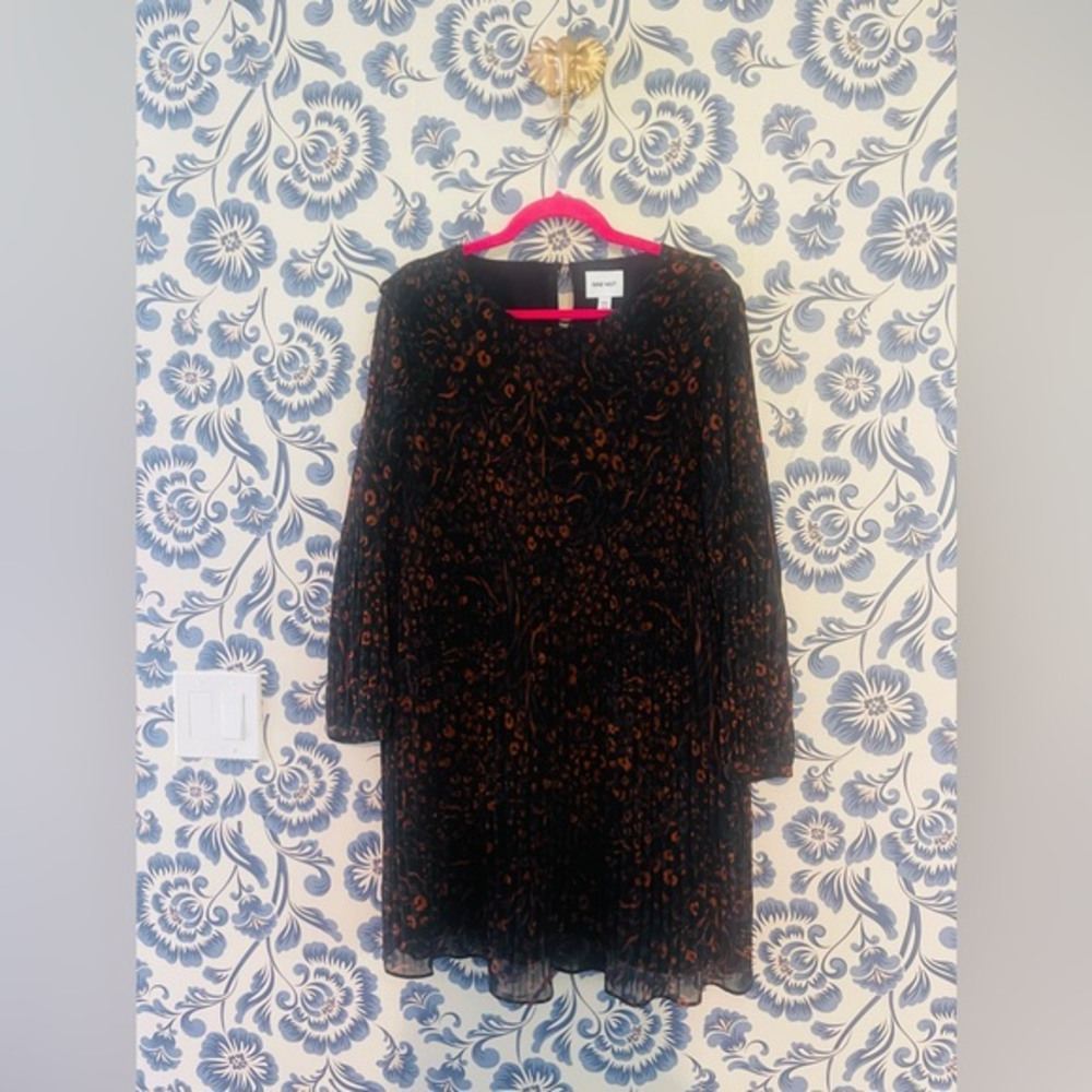 Nine West Pleated Abstract Print Dress XXL‎